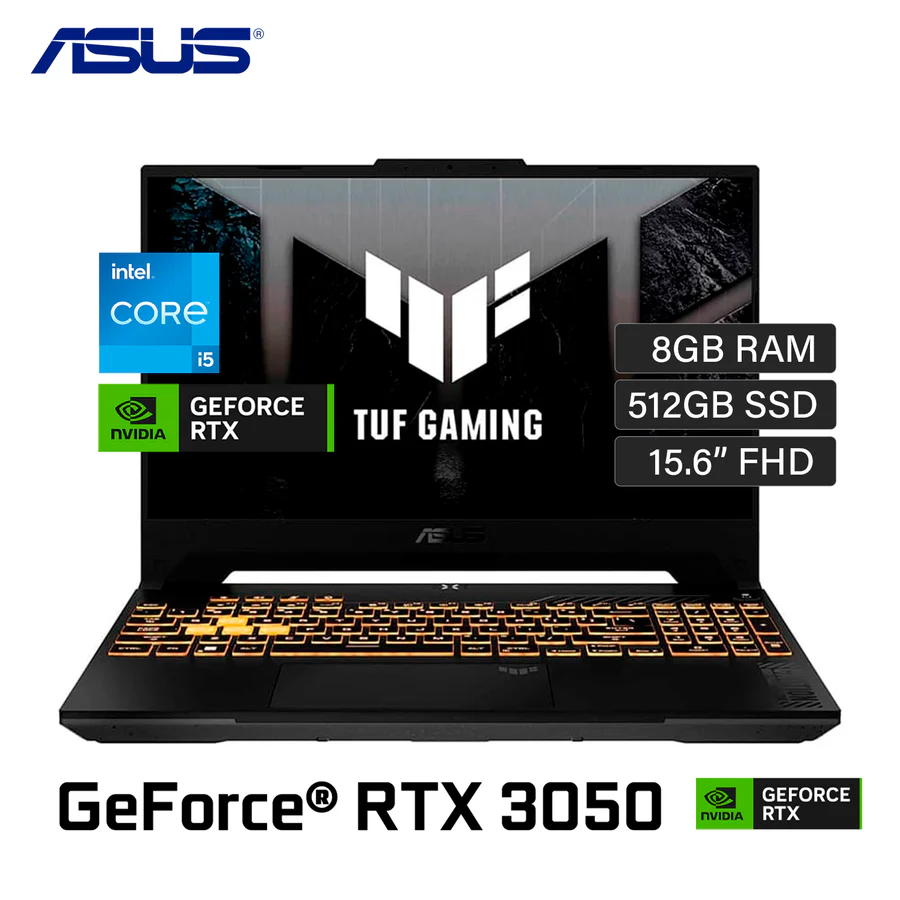 LAPTOP ASUS TUF GAMING F15 FX507ZC4-HN005 INTEL CORE I5-12500H RAM 8GB DDR4 SSD 512GB NVME NVIDIA RTX 3050 4GB 15.6" FULL HD