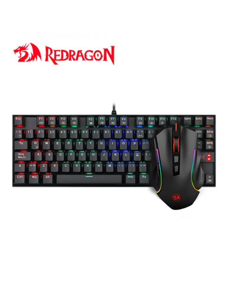 COMBO GAMER TECLADO+MOUSE REDRAGON K552RGB-BA NEGRO, TECLADO KUMARA SWITCH AZUL + MOUSE GRIFFIN, 7200 DPI 