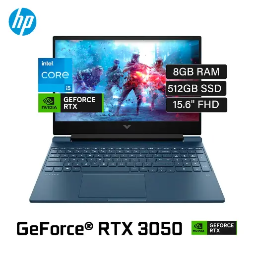 LAPTOP HP VICTUS 15-FA0021LA INTEL CORE I5-12450H RAM 8GB DDR4 SSD 512GB NVME NVIDIA RTX 3050 4GB 15.6" FULL HD WINDOWS 11 HOME
