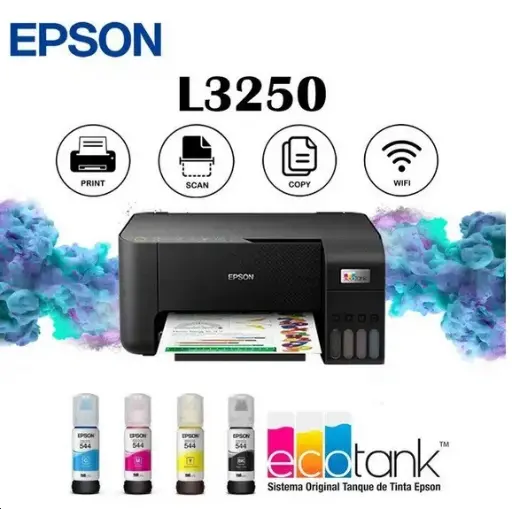 IMPRESORA MULTIFUNCIONAL EPSON ECOTANK L3250 SISTEMA DE TINTA CONTINUA WIFI DIRECT CALIDAD FOTOGRAFICA A COLORES 