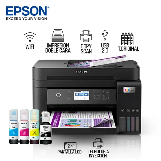 IMPRESORA MULTIFUNCIONAL EPSON ECOTANK L6270 SISTEMA DE TINTA CONTINUA WIFI DIRECT CALIDAD FOTOGRAFICA A COLORES BANDEJA ADF IMPRESION DUPLEX