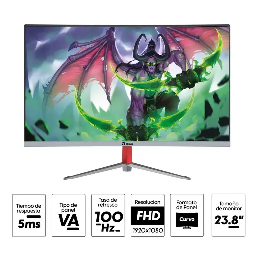  MONITOR CURVO TEROS TE-2401S, 23.8" FHD VA, HDMI, VGA 