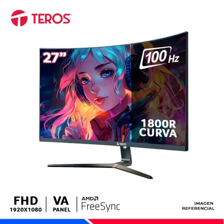 MONITOR TEROS TE-2731S, 27" CURVO, 100HZ, 1920X1080, FULL HD, HDMI, VGA, VESA, FREESYNC
